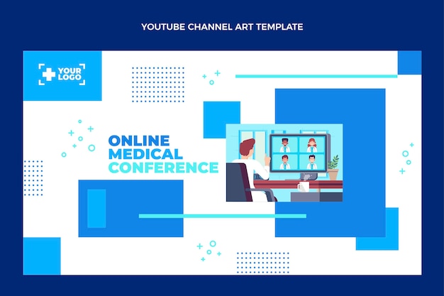 Vecteur gratuit art de la chaîne youtube médicale design plat