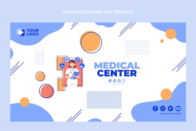 Vecteur gratuit art de la chaîne youtube médicale design plat