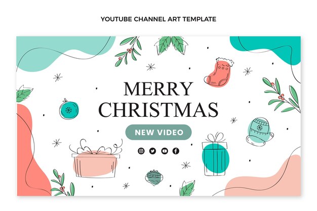 Art De La Chaîne Youtube De Noël Plat Dessiné à La Main