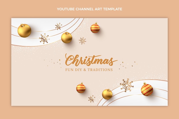 Vecteur gratuit art de chaîne youtube de noël réaliste