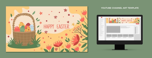 Vecteur gratuit art de la chaîne youtube de pâques dessiné à la main