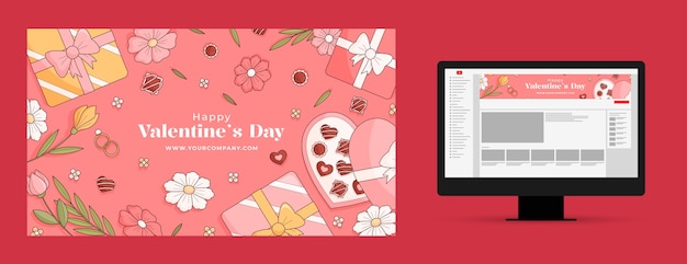 Vecteur gratuit art de la chaîne youtube pour la saint-valentin