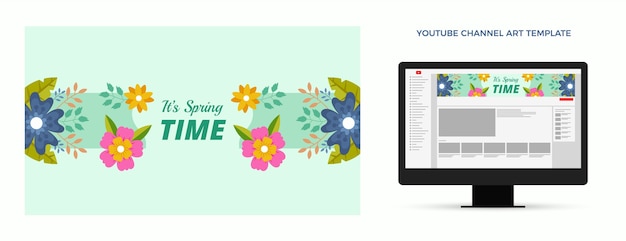 Vecteur gratuit art de la chaîne youtube de printemps dessiné à la main