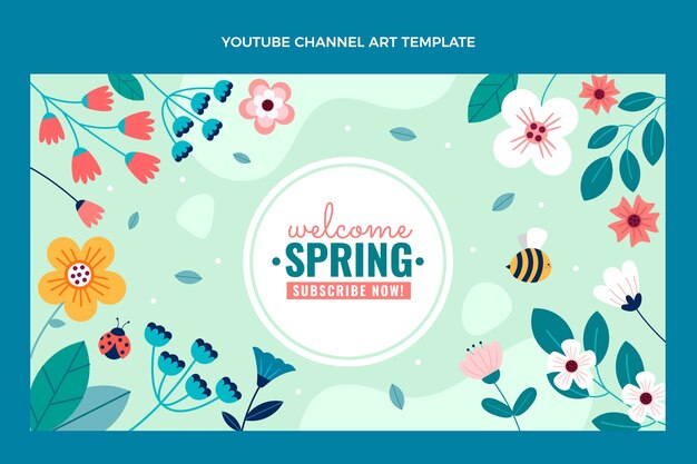 Vecteur gratuit art de la chaîne youtube à ressort plat