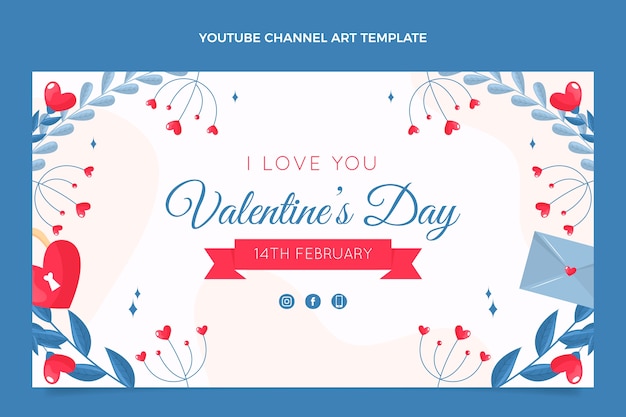 Art De La Chaîne Youtube De La Saint-valentin Dessiné à La Main