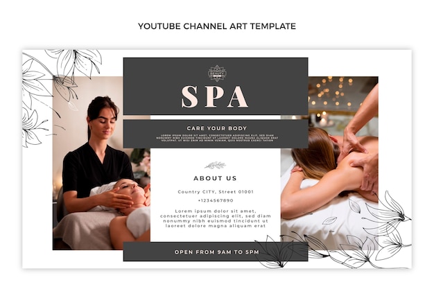 Vecteur gratuit art de la chaîne youtube spa contour dessiné à la main