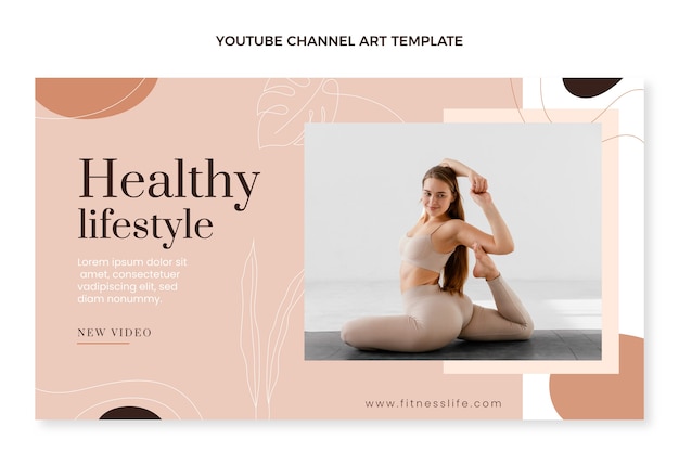 Art de la chaîne youtube de style de vie fitness dessiné à la main