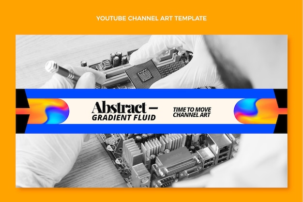 Vecteur gratuit art de chaîne youtube de technologie de fluide abstrait dégradé