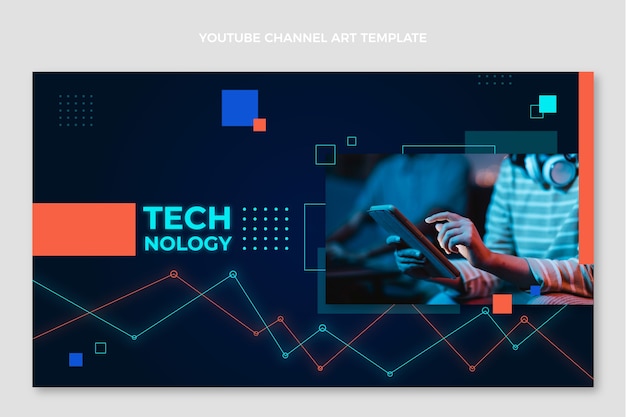 Vecteur gratuit art de la chaîne youtube à technologie minimale