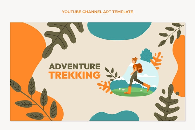 Vecteur gratuit art de la chaîne youtube de trekking dessiné à la main