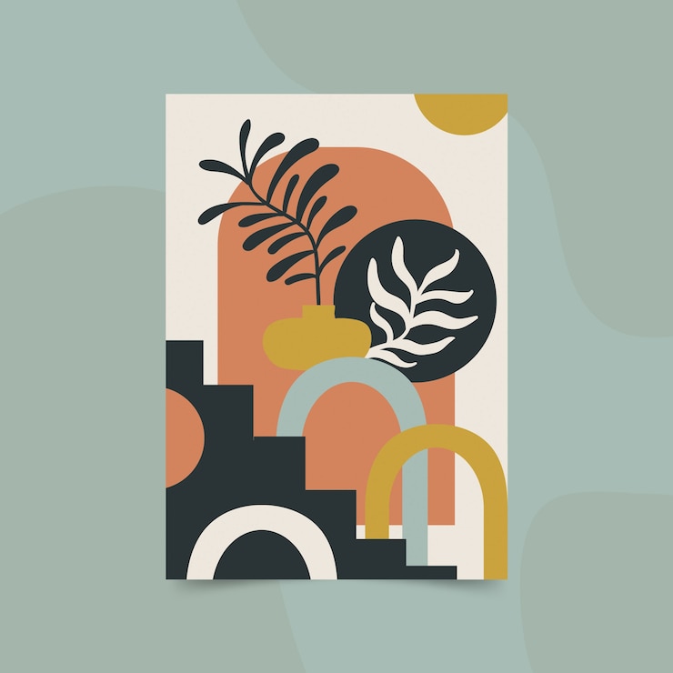 Vecteur gratuit art mural boho design plat dessiné à la main