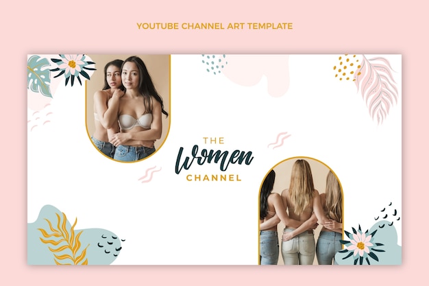 Vecteur gratuit art plat de la chaîne youtube de la journée internationale de la femme