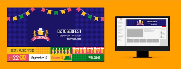 Vecteur gratuit art plat de la chaîne youtube oktoberfest