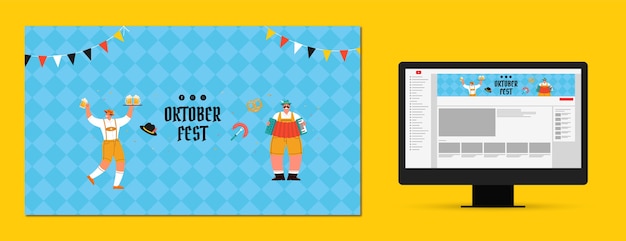 Vecteur gratuit art plat de la chaîne youtube oktoberfest