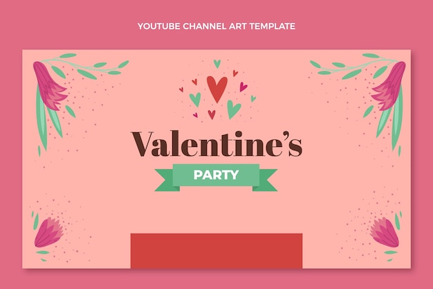 Vecteur gratuit art plat de la chaîne youtube de la saint-valentin