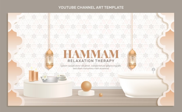 Vecteur gratuit art réaliste de la chaîne youtube du hammam