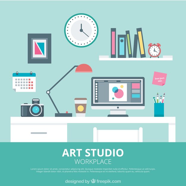 Art studio en design plat