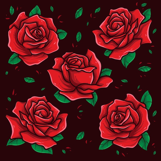 Vecteur gratuit art vectoriel de roses rouges