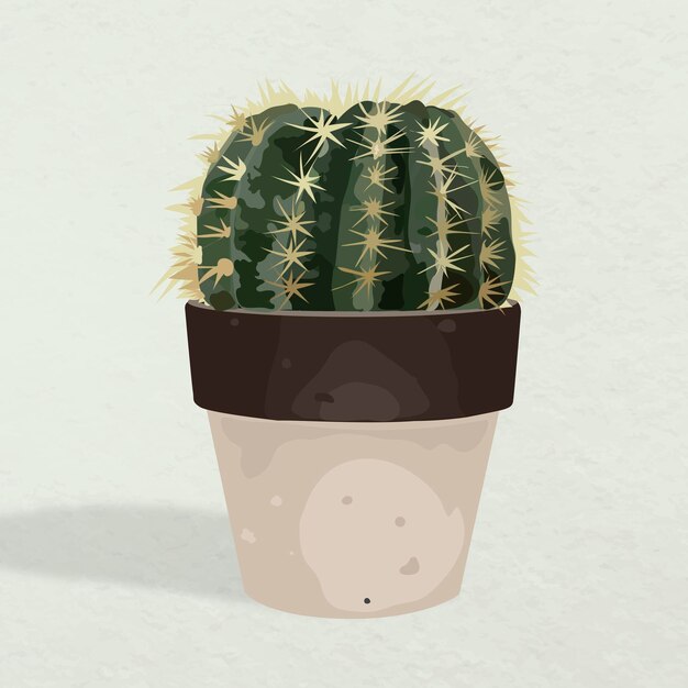 Vecteur gratuit art vectoriel végétal, pot de cactus