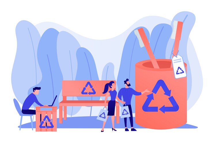 Vecteur gratuit articles réutilisables, alternatives de matériaux non recyclables