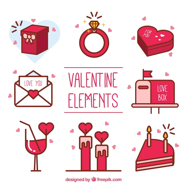 Vecteur gratuit les articles de saint valentin décoratif