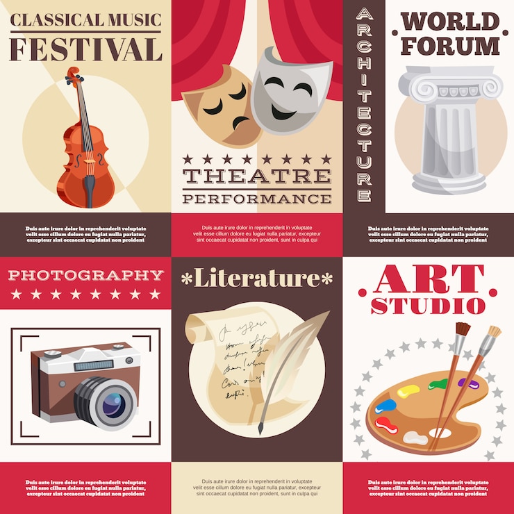 Vecteur gratuit arts posters set