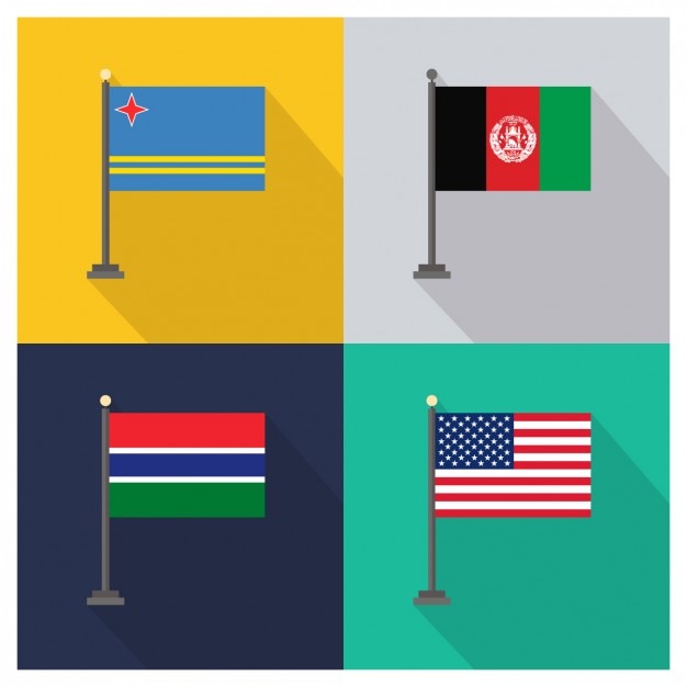 Vecteur gratuit aruba afghanistan gambie et etats-unis d&#39;amérique drapeaux