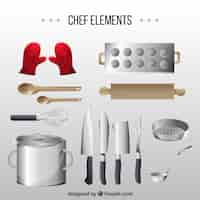 Vecteur gratuit assortiment d'articles pour la cuisine