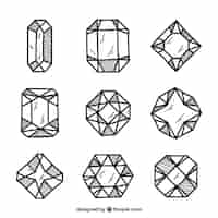 Vecteur gratuit assortiment de diamants dessinés à la main