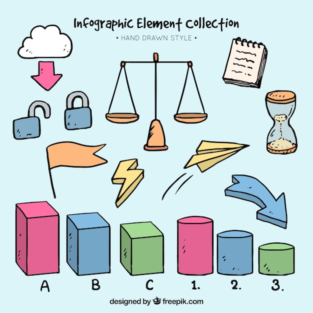 Assortiment D'éléments Dessinés à La Main Pour Infographies