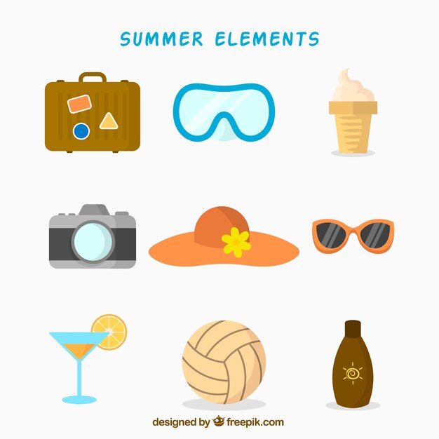 Assortiment d&#39;éléments de voyage d&#39;été