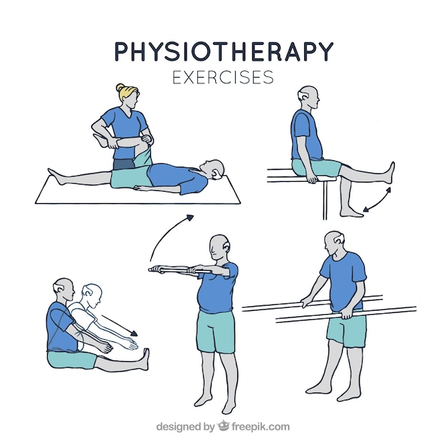 Assortiment D'exercices De Réhabilitation En Style Dessiné à La Main
