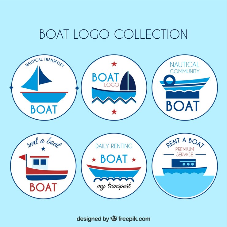Vecteur gratuit assortiment de logos ronds en bateau