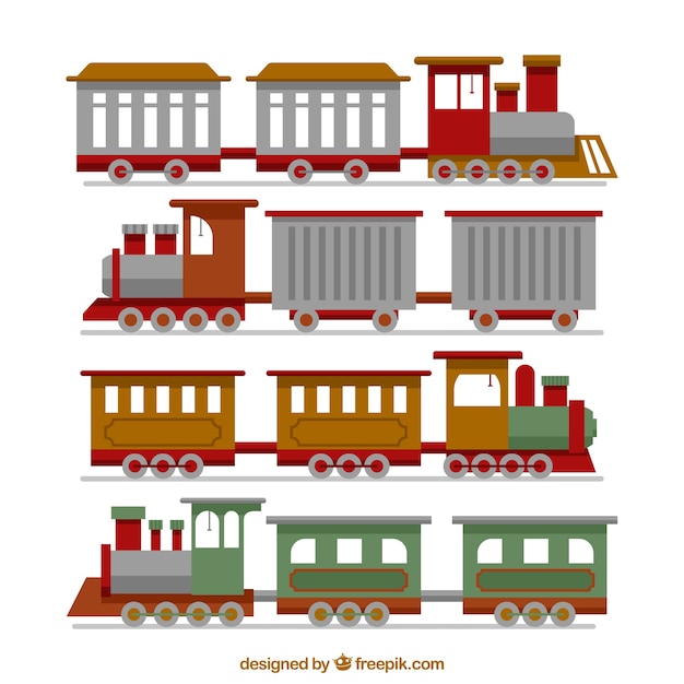 Vecteur gratuit assortiment plat de trains