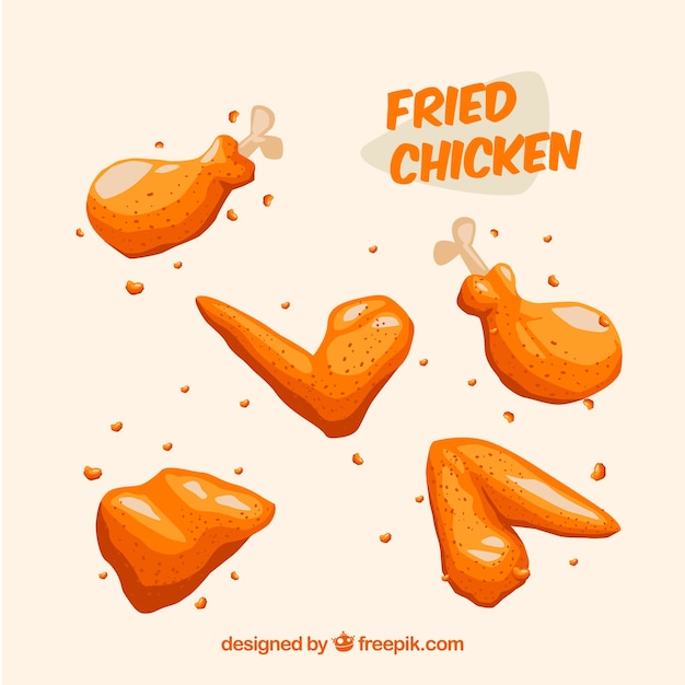 Vecteur gratuit assortiment de poulet frit