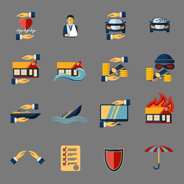 Vecteur gratuit assurances sécurité icons elements set