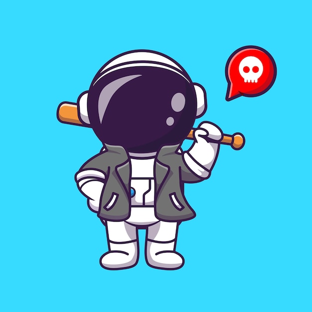 Vecteur gratuit astronaute cool avec batte de baseball et veste