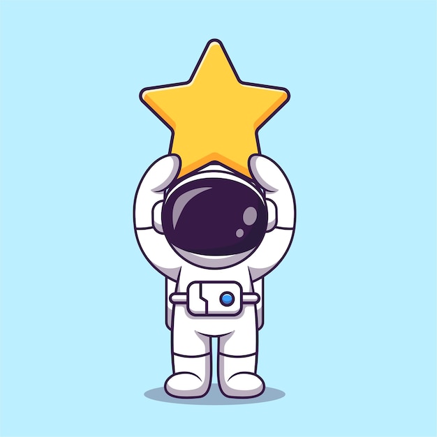 Vecteur gratuit astronaute mignon levage étoile dessin animé vecteur icône illustration science technologie icône isolé plat