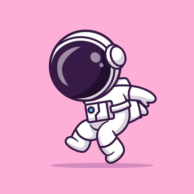 Astronaute Mignon Sautant Icône Vecteur Dessin Animé Illustration Science Technologie Icône Concept Isolé