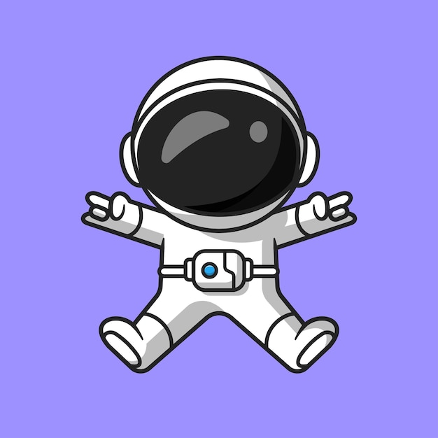 Vecteur gratuit astronaute mignon sautant avec des mains en métal cartoon vector icon illustration. concept d'icône de technologie scientifique isolé vecteur premium. style de dessin animé plat