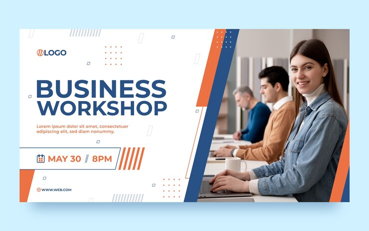 Vecteur gratuit atelier d'affaires plat pack de médias sociaux publication facebook