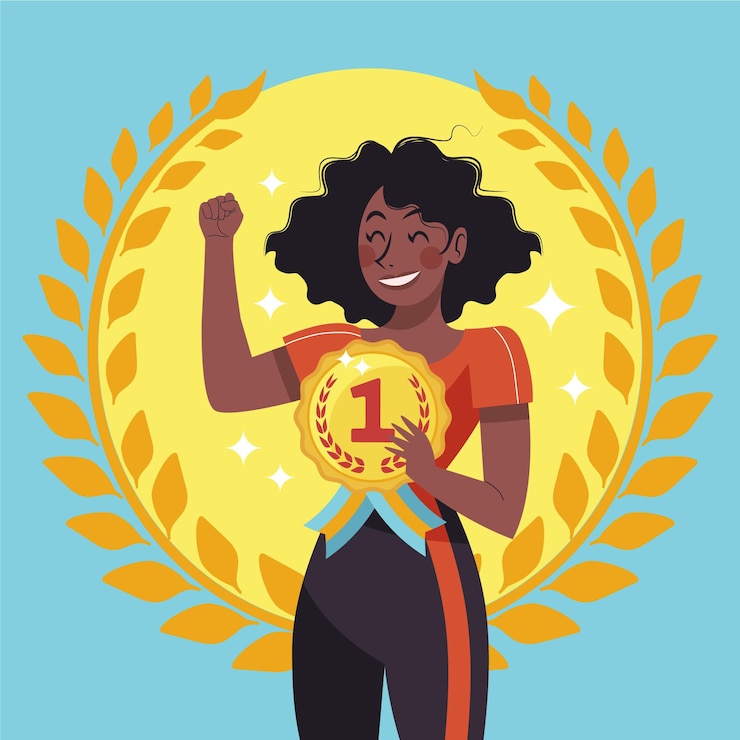 Vecteur gratuit athlète tenant # 1 illustration de la médaille d'or