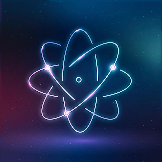 Atom science education icon vector néon graphique numérique