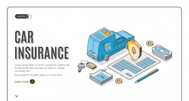 Atterrissage isométrique d'assurance voiture