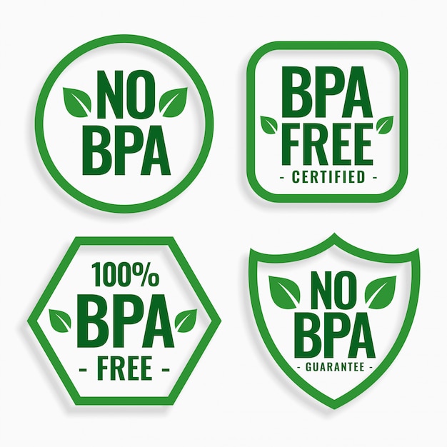 Vecteur gratuit aucun jeu d'étiquettes de bisphénol-a et phtalates bpa