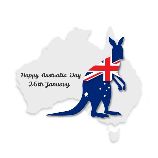 Australia Day Carte avec le drapeau enveloppé Kangroo