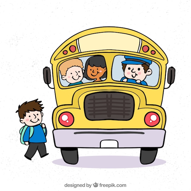 Autobus Scolaire Dessiné Avec Des Enfants