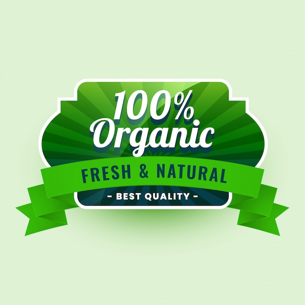 Vecteur gratuit autocollant d’aliments 100% bio frais et naturel