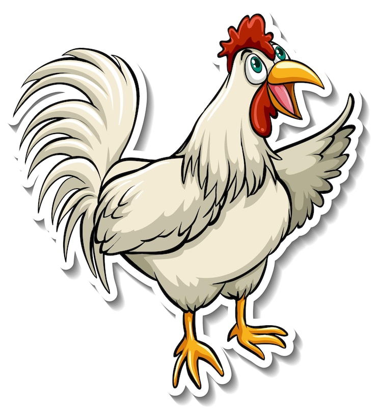 Vecteur gratuit un autocollant animal mignon de bande dessinée de poulet