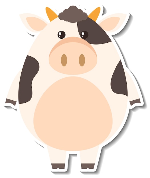 Vecteur gratuit autocollant de bande dessinée d'animal de vache potelée